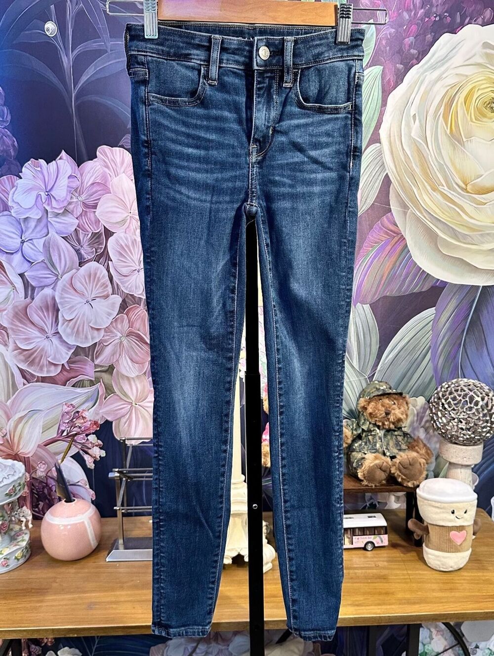 American Eagle 000 Short Skinny Jeans Next Level Stretch Dark Wash Y2K Denim